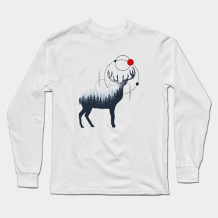 Deer Forest, Abstract Forest, Black Design Long Sleeve T-Shirt